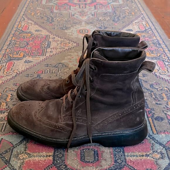 Hogan suede lace up wingtip boots sz 9.5 - Picture 1 of 7